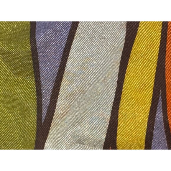 Vintage Acetate Scarf With Retro Striped Design In Orange Yellow Green & Purple - Picture 3 of 7